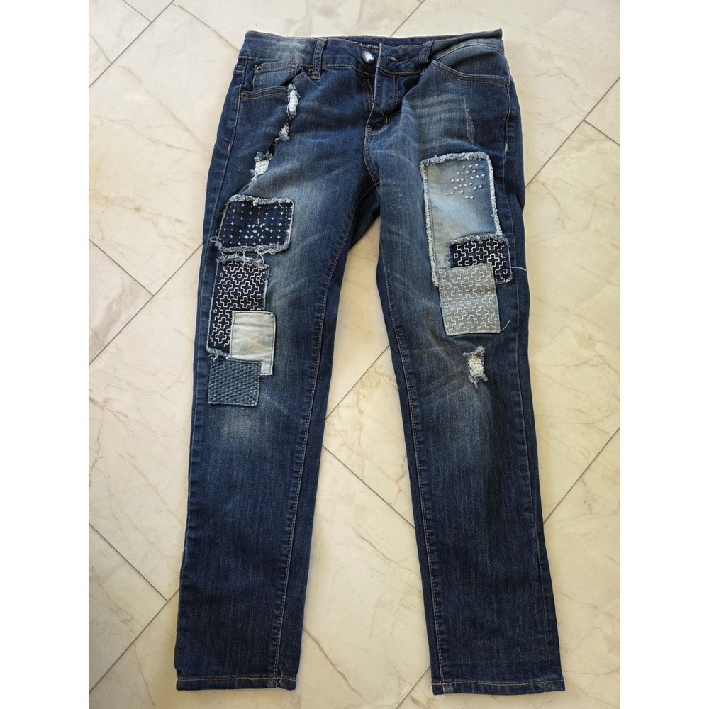Twentyone Black by Rue21 Womens Sz 5/6R Distressed Patchwork Skinny Flex Jeans